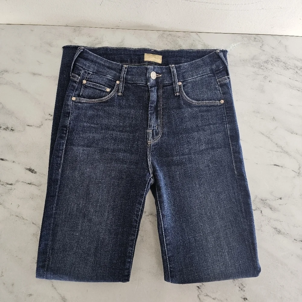 MOTHER‎ Looker Ankle Fray Mid Rise Skinny Leg Girl Crush Blue Jeans 25 Preowned